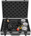 GK-01 Hydraulic Nitrogen Pressure Gauge Test Kit, Nitrogen Accumulator Gas Charging Tools, Nitrogen Inflation Kit, 0-400 BAR/6000 PSI, w/ 7 Couplings, 3 Pressure Gauges 1 Gas Hose, 1 Main Valve Body