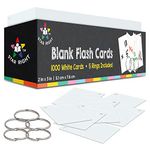 Blank Flash Cards for Studying - 2 x 3 inches Blank Index Notecards - 1000 Pre Hole Punched White Index Cards with Metal Binder Rings - Blank Flashcards for GMT Prep, Math, and Language