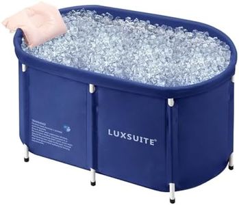 LUXSUITE 300L Portable Bathtub Foldable Soaking Ice Bath Spa Tub Thickening Freestanding for Adults Home Bathroom, Blue