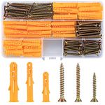 110 Pcs Screws and Wall Plugs Set(55 x Masonry Screws, 55 x Expansion Anchor Bolts), M6 M8 Wall Plugs and Screws, for Brick Concrete Drywall Self Tapping Screws and Wall Plugs