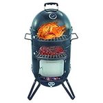 Callow Retail Charcoal Smoker BBQ Grill - Black | Premium & Portable 3 in 1 Outdoor Steel & Carbon Garden Barbecue & Griller | BBQ Smoker Rack, Cooking Grate, Hanging Rack, Hooks, Thermometer & Cover