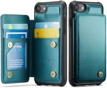 Vinich for iPhone 7/8/SE Wallet Case with Card Holder, Bluish Green