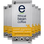 Ethical Bean Coffee Sweet Espresso Medium Dark Roast Fairtrade Organic Coffee, 340g (Pack of 6)