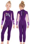 Gogokids Kids Wetsuit Girls Neoprene Swimsuit, Children 2.5mm Thermal Rash Guard Warm Thicken Swimwear Sun Protection Diving Snorkelling Suit UV 50+, Purple XXL