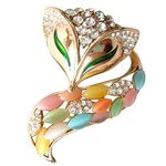 Navachi 18k Gold Plated Colorful Opal Crystal Fox Lowrie Head Tail Az7875 Brooch pins