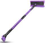 HEEYA 51 Inch Truck Ice Scraper and Snow Brush Long Handle, Extendable Snow Broom for Car, Windshield Ice Scraper for SUV Automobile Vehicle Window - Purple