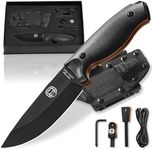 Full Tang Fixed Blade Survival Knife for Camping, Hunting, and Outdoor Bushcraft - 1095 High Carbon Steel with Kydex Sheath - Perfect for EDC and Self Defense Weapons