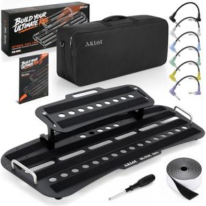 AKLOT Dual Tier Guitar Pedalboard: 26 × 11 inch and 15.75 × 5.5 inch, Removable Upper Deck Aluminum Pedal Board, with Thickened Carry Bag, Cables, Hook-and-Loop Fasteners, and Gift Box, Black
