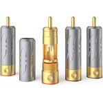 Viborg VR109G Hi-End RCA Male Plugs, Pure Copper Gold Plated Soldering RCA Jack Connectors (VR109G, Gold Plated)