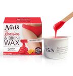 Nad's Brazilian & Bikini Wax Kit, Strip Free Hard Wax, Intimate Waxing Kit, Includes 3 Wooden Spatulas, 3 x Oil Wipes & Hot Wax 140g