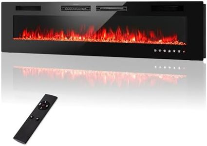 PHI VILLA 72" Electric Fireplace Wall Mounted & Recessed, 3.19" Ultra-Thin Linear Fireplace Electric Heater with Remote Control & Touch Screen, 750/1500W, Low Noise, Timer