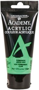 Grumbacher Academy Acrylic Paint, 75ml/2.5 Ounce Plastic Tube, Permanent Green Light (C162P)