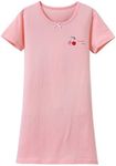 ABClothing Girls' Nightgowns Sleep Shirts Cotton Sleepwear Pink For 11 12 Years