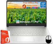HP 14" Laptop for Student Business, with Office Lifetime License & Windows 11 Pro, Intel Dual-Core N4120, 16 GB RAM, 384 GB Storage(128GB eMMC+256GB Micro SD), Ultra Light, Webcam, WiFi, HDMI, Silver