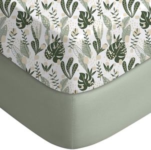 Yoofoss 2-Pack Baby Crib Sheets for Boys Girls 52x28 (Green+Banana Leaves)