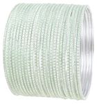 New! Touchstone Pastel Color Bangle Collection, Indian Bollywood Hand Drilled Silver Tinge Pistachios Color Designer Jewelry Bracelets Bangle. Set of 24. for Women.