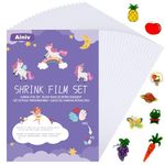 Ainiv Heat Shrink Plastic Sheet Kit, 20 Pieces Shrink Paper Sheets, Plastic Printable Sanded Shrink Film for Creating Key Chains, Craft Ornaments Creative Gifts for Birthday, Mother's Day (29 * 20cm)