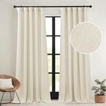 RYB HOME Linen Textured Curtains for Living Room, Light Filtering Privacy Curtains Pleated Style Large Window Curtains for Bedroom Dining Office, Linen, W 52 x L 90 inches, 2 Panels