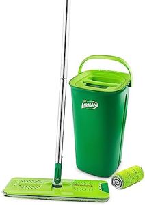 Libman Rinse 'n Wring Mop and Bucket System | Microfiber Floor Mop | Hardwood Floor Cleaner | Wet & Dry Mop | Clean & Dirty Water Chambers | Power Blades | 2 Total Microfiber Pads,Green