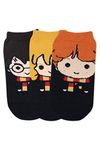 BALENZIA x Harry Potter Women's character lowcut socks- Harry, Ron & Hermione Made with 100% Combed Cotton & Spandex(Pack of 3) (Multicolour) (Free Size)