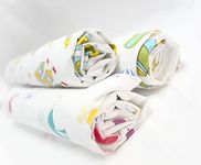 Trance Home Linen Super Ultra Soft 100% Cotton Baby Wrapper | New Born Swaddling Soft Cotton Sheets | New Born Baby Essential Swaddle Cloth | Baby Wrap Set (100x100 cm, Nursery Print, Pack of 3)