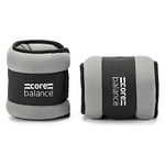 Core Balance Ankle and Wrist Weights Adjustable Strap Neoprene Fabric Set Of 2 x 1kg (Black)