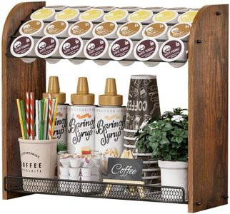 Lixple K Cup Holder - 2-Tier K Cup Organizer, Metal Coffee Pod Holder for Counter, Easy Assembly (Rustic Brown)