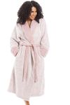 Camille Women's Super Soft Fleece Dressing Gown - Deep Pile Fluffy Bathrobe - Long Sleeved, Belt Fastening and Front Pockets Pink 18-20