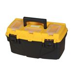 Torin ATRJH-3015T 15.5" Plastic Storage Tool Box with Removable Tray, Black/Yellow