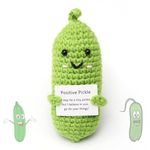 Emotional Support Positive Pickle Funny Gift for Her Him Cute Pocket Hug Worry Doll with Positive Cards Weird Good Luck Cute Romantic Mini Knitted Crochet Fun Stress Relief Plush Fidget Toy for Women