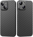 memumi Aramid Fiber Slim Fit Cover for iPhone 13 6.1", Lightweight, With 3D Grip Touch, Soft Touch Sturdy Durable Carbon Case-Black