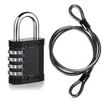 Cable Lock, Bike Cable Lock, 6.56ft Security Steel Cable with Loops Outdoor Travel Security Cable Lock, with 4-Digit Combination Padlock, 5mm Thick Braided Steel Coated Safety Cable Luggage Lock