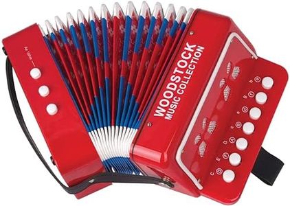 Woodstock Kid's Accordion (7"), Red, with 10 Keys, Beginner Music Toy Instrument for Children Ages 3+, Educational Gift, Toddlers Kids Boys Girls WCKA