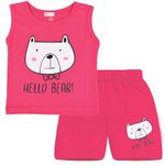 Kwitchy Boy's T-Shirt & Shorts Set New Born Baby Clothes | Kids Clothing | Dress | Sleeveless T Shirts | Shorts | Cotton | Casual | Kids Wear | Summer | Birthday Gift (6-12 Months, Pink)