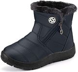 Gaatpot Kids Snow Boots Boy's Girl's Warm Fur Lined Boots Winter Outdoor Waterproof Ankle Booties Shoes Blue#2 Size 10.5 UK Child /29CN
