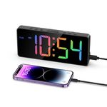 LOFICOPER Digital Alarm Clock, Mains Powered Alarm Clocks Bedside, Digital Clock with Colorful Display, Dual Alarms, Adjust Brightness, 3 Volumes, Snooze, Date, Desk Clock for Bedroom, Home, Travel