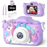 Anesky Kids Camera, 1080P HD Digital Camera Toy for Ages 5-7, Educational Learning Toy with 32GB TF Card, Best Christmas & Birthday Gift for Boys & Girls 3 4 5 6 7 8 9 10 11 12 Year Old, Purple