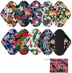 10 Pcs Reusable Menstrual Pad Set Including 1Pc Mini Wet Bag + 9Pcs Light Flow Daily Use Waterproof Mama Cloth Sanitary Napkin Pads Menstrual Pads (Panty Set, Panty Liner Bamboo Charcoal)