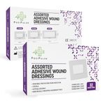 Posi Pulse Assorted Adhesive Wound Dressings - 32 Packs for Protection from Infection, Sterile Individually Wrapped, Hypoallergenic, Breathable, Absorbent for Cuts, Grazes, Ulcers, Sores