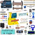 EPICTAC® Beginners Basic Starter Kit for Arduino Uno R3 with Ultrasonic sensor, LCD1602, SG90, Relay Including Code & Tutorial - Multicolor