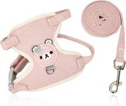 House Of Pets Handmade Cat Harness and Leash Set - Escape Proof and Adjustable - Lightweight and Soft Walking Harness for Cats - Perfect Small Size Cats - Travel-Friendly (Small, Pink)