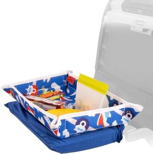 Lusso Gear Airplane Tray Table Cover - Organize Kids Travel Essentials - Snack & Toy Pockets for Airplane Toys for Toddlers 1-3 - Foldable Tablet Stand for Travel Toddler Essentials - Plane Pattern