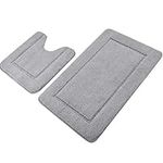 Pauwer Bath Mats Set 2 Piece, Non Slip Bath Rugs, Absorbent Bath Mats for Bathroom, Microfiber Bath Rug Set with U-Shaped Toilet Rug for Bathroom, Tub, Shower