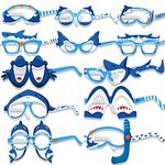 HOWAF Shark Party Paper Glasses Decoration, Shark Eyeglasses Frame for Boys and Girls, Shark Eyewears Photo Booth Pros