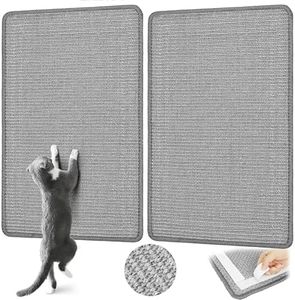 Graciadeco Gray Cat Scratching Mat Sisal, 2 Packs Sisal Fabric Large Cat Scratching Pad for Indoor Cats with Adhesive Hook Loop Tape, Wall Scratchers for Indoor Cats 23.6" x 15.7"