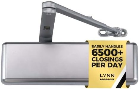 LYNN HARDWARE Extra Heavy Duty Automatic Door Closer (Silver) - Commercial Grade, Contractors Choice, Adjustable Speed, Delayed Closing Timer, 3 Mounting Options, 3 Hour Fire Rated (DC9016 Model)