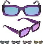 DIFF Indy Designer Rectangular Sunglasses for Women UV400 Protection, Posh Purple Crystal + Purple Mirror