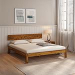 wakeup INDIA Sheesham Without Storage Bed | 3 Years Warranty | Acota Sheesham Solid Wood Bed King Size | Rosewood Bedroom Cot (Size-78x72 inches, Light Honey Finish Colour, DIY Assembly)