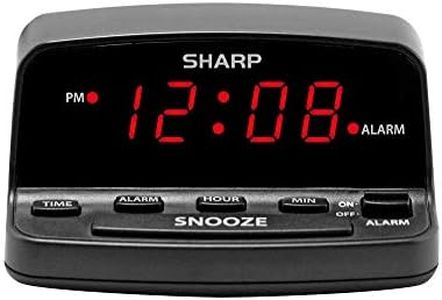 SHARP Digital Alarm Clock with Keyboard Style Controls, Battery Back-up, Easy to Use with Simple Operation, Black Case with Red LED Display