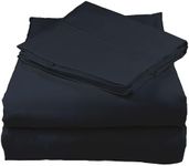 Whisper Organics, 100% Organic Cotton Sheet Set - 500 TC Bed Sheets Set (Bed Sheet + Flat Sheet + 2 Pillowcases) - Extra Deep Sheets Set - GOTS Certified (Navy, California King)